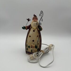 Vintage Santa Claus Lighted Figurine Rustic Christmas Folk Art Luminary 7.5"